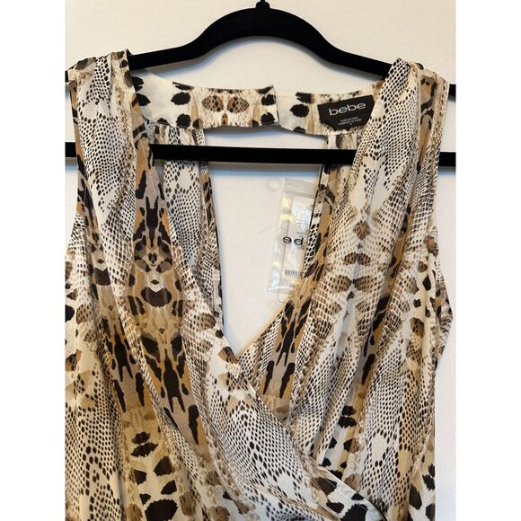 Y2K Bebe Animal Print V-Neck Cut-Out Back Wide Leg Sleeveless Jumpsuit Sz 0 NWT! - Picture 9 of 9